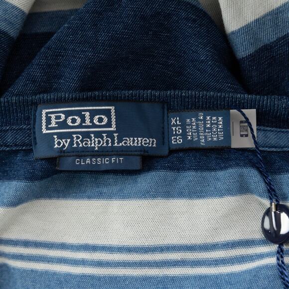 Polo Ralph Lauren Men Classic Fit Striped Cotton Linen Tee Navy Size XL - Picture 6 of 7